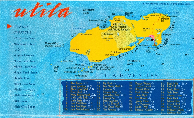 Mapa ostrova Utila